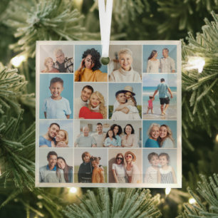 Create Your Own 15 Photo Collage Glass Tree Decoration