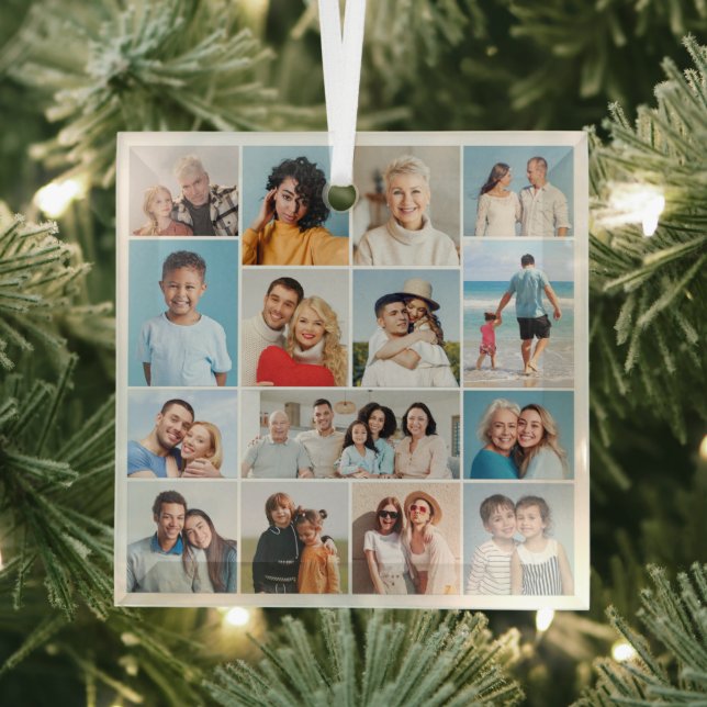 Create Your Own 15 Photo Collage Glass Tree Decoration (Insitu)