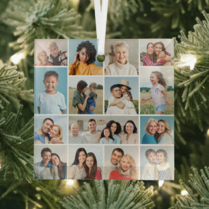 Create Your Own 15 Photo Collage Glass Tree Decoration