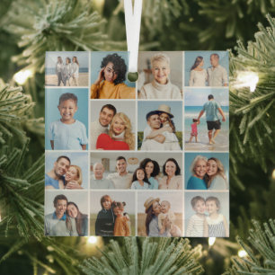Create Your Own 15 Photo Collage Glass Tree Decoration
