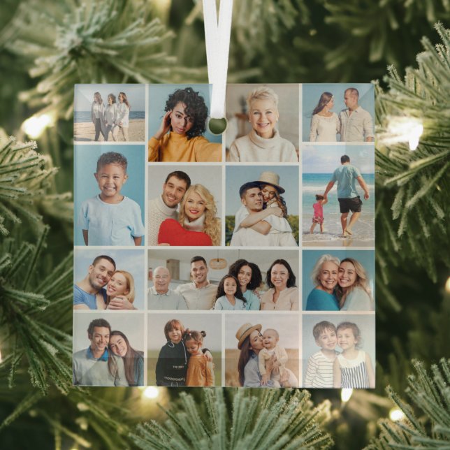 Create Your Own 15 Photo Collage Glass Tree Decoration (Insitu)