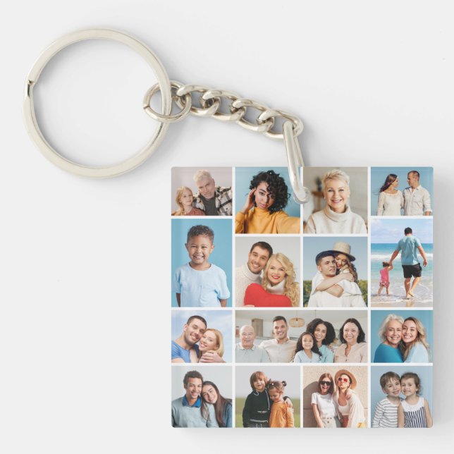 Create Your Own 15 Photo Collage Key Ring (Front)