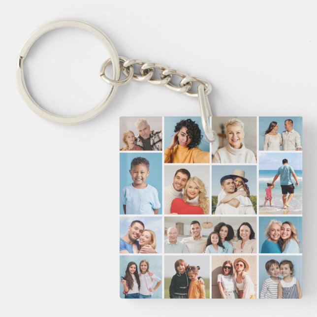 Create Your Own 15 Photo Collage Key Ring (Front)