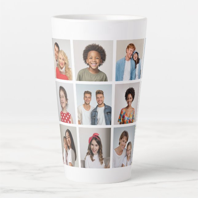 Create Your Own 15 Photo Collage Latte Mug (Front)