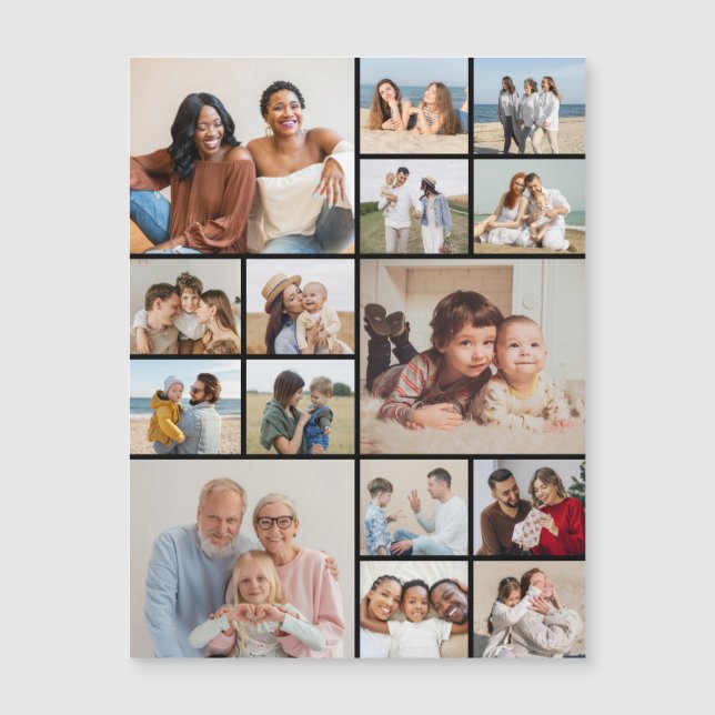 Create Your Own 15 Photo Collage Magnetic Card (Front)