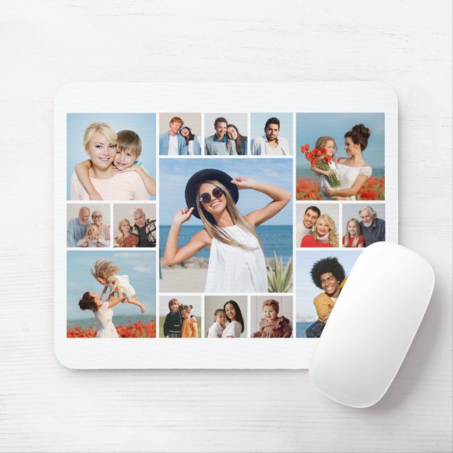Create Your Own 15 Photo Collage  Mouse Mat (With Mouse)