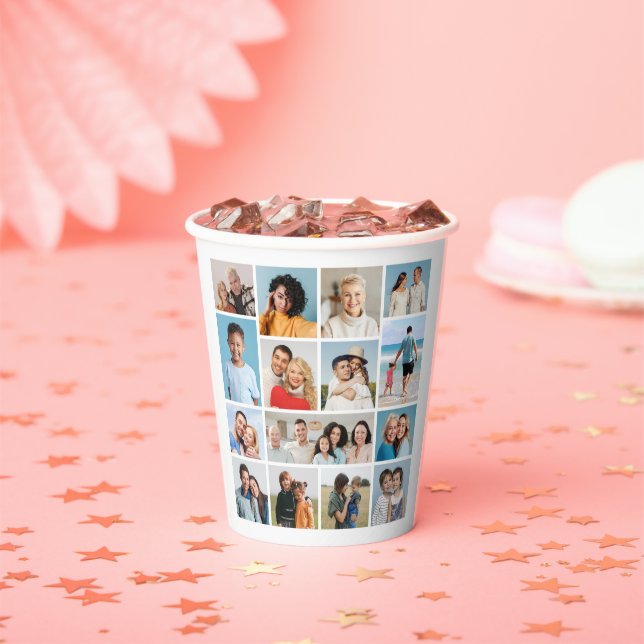 Create Your Own 15 Photo Collage Paper Cups (Insitu)