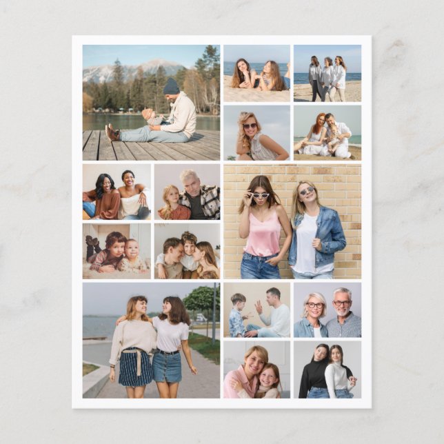 Create Your Own 15 Photo Collage Paper Sheet/Card (Front)
