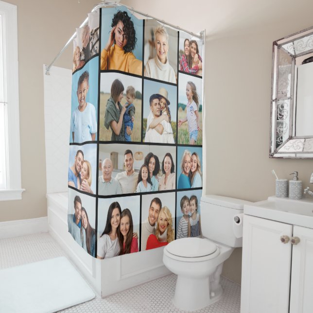 Create Your Own 15 Photo Collage Shower Curtain (In Situ)