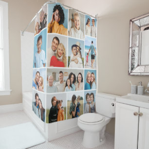 Create Your Own 15 Photo Collage Shower Curtain