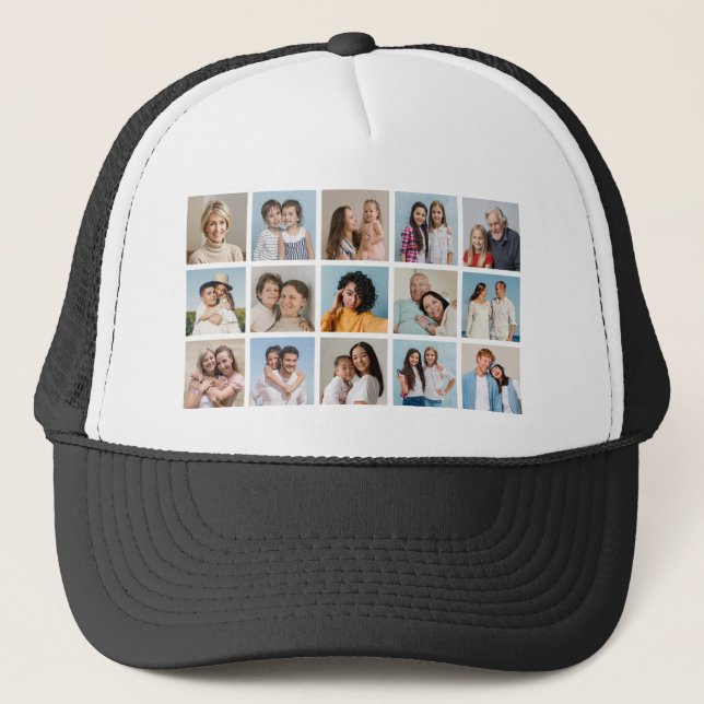 Create Your Own 15 Photo Collage Trucker Hat (Front)