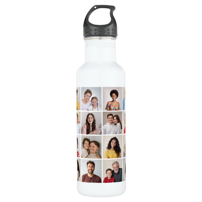 Create Your Own 16 Photo Collage 710 Ml Water Bottle (Front)