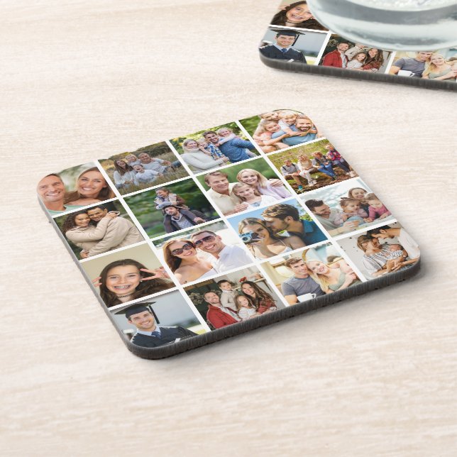 Create your Own 16 Photo Collage  Coaster (Left Side)