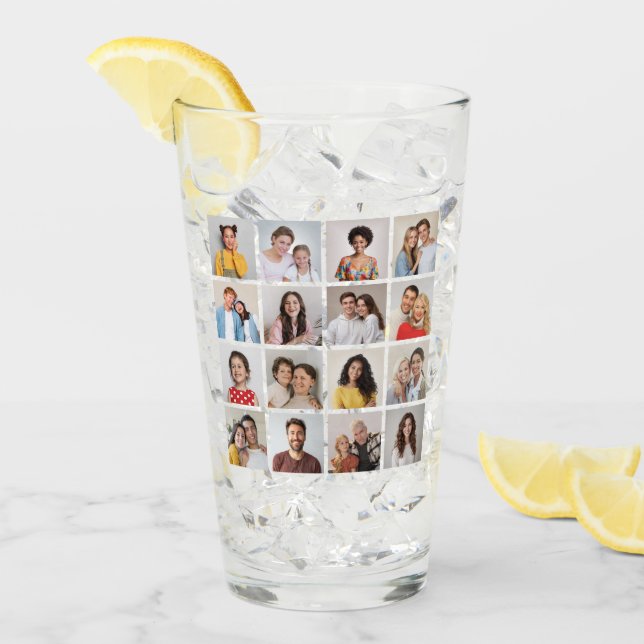 Create Your Own 16 Photo Collage Glass (Front Ice)