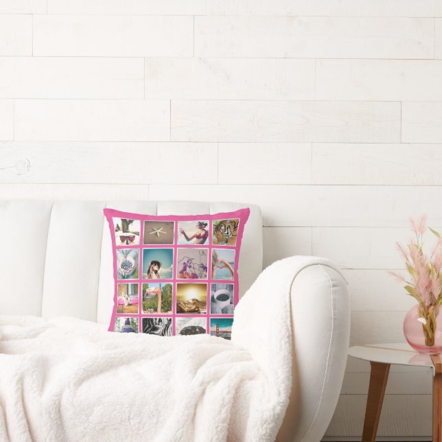Create Your Own 16 Photo Collage Instagram Pillow (Couch)