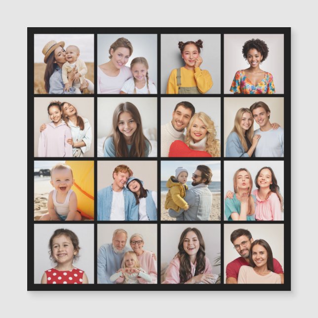 Create Your Own 16 Photo Collage Magnetic Card (Front)