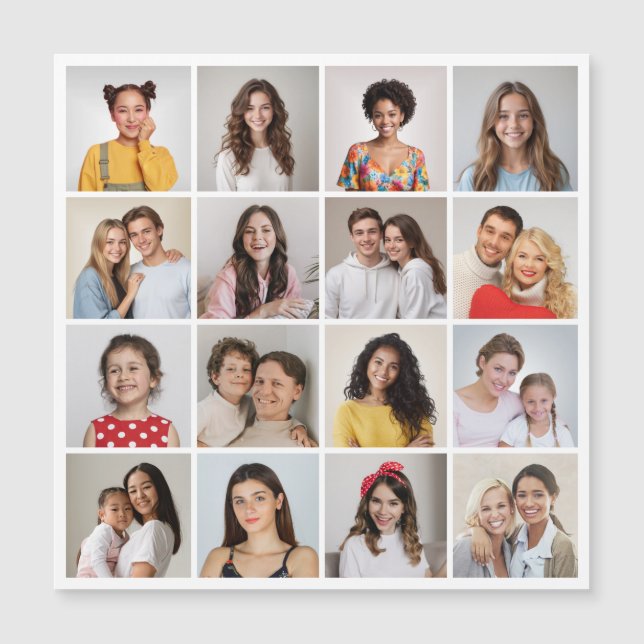 Create Your Own 16 Photo Collage Magnetic Card (Front)
