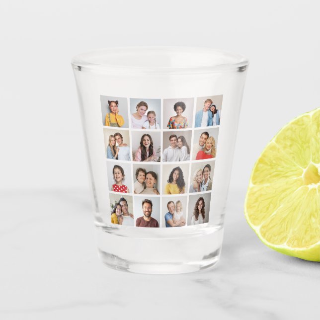 Create Your Own 16 Photo Collage Shot Glass (Front)