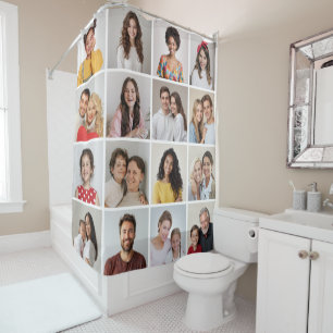 Create Your Own 16 Photo Collage Shower Curtain