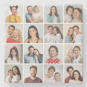 Create Your Own 16 Photo Collage Stone Coaster