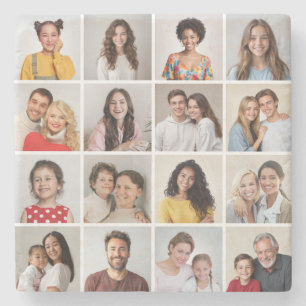 Create Your Own 16 Photo Collage Stone Coaster