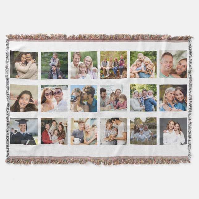 Create your Own 16 Photo Collage  Throw Blanket (Front)