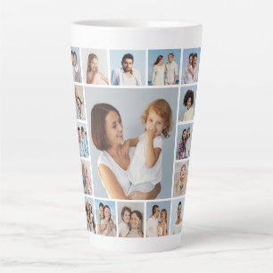 Create Your Own 17 Photo Collage Latte Mug