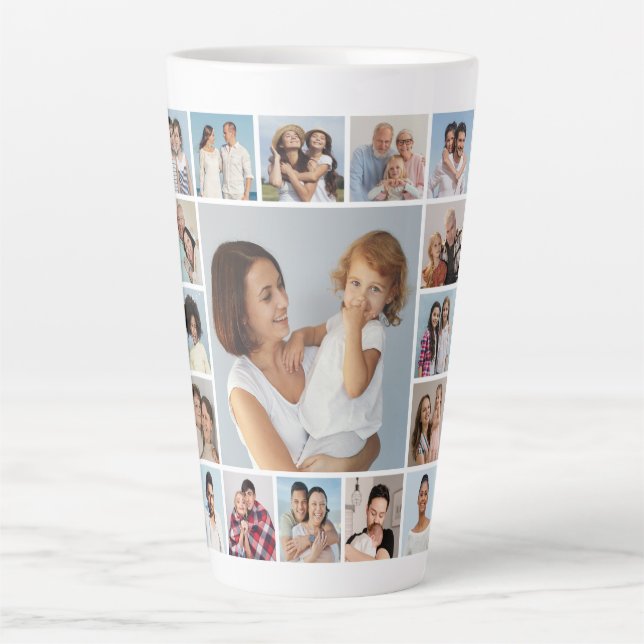 Create Your Own 17 Photo Collage Latte Mug (Front)
