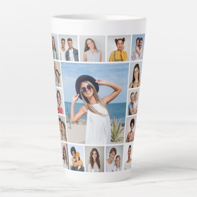 Create Your Own 17 Photo Collage Latte Mug (Front)