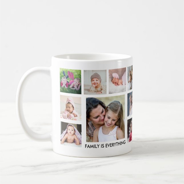 Create Your Own 18 Family Photo Collage Coffee Mug (Left)