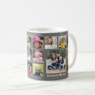 Create Your Own 18 Family Photo Collage Grey Coffee Mug