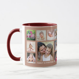 Create Your Own 18 Family Photo Collage Rose Gold Mug