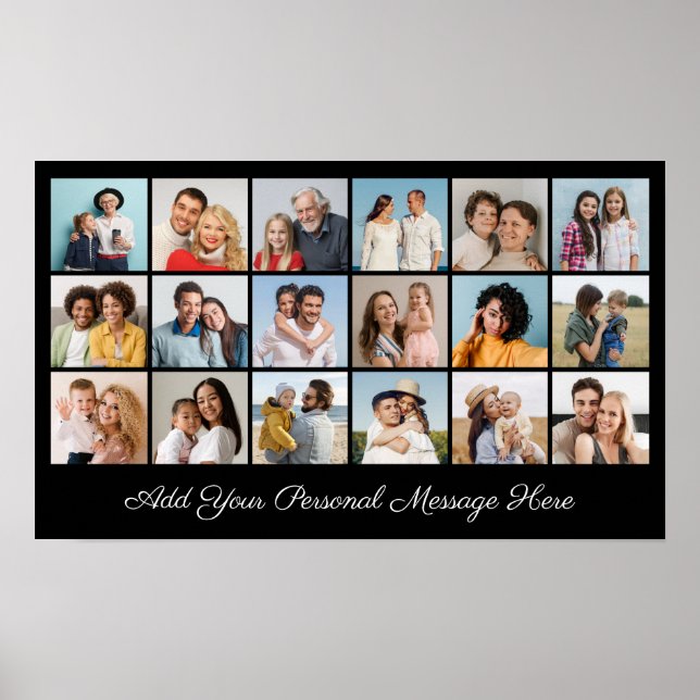 Create Your Own 18 Photo Collage Add A Greeting Poster (Front)