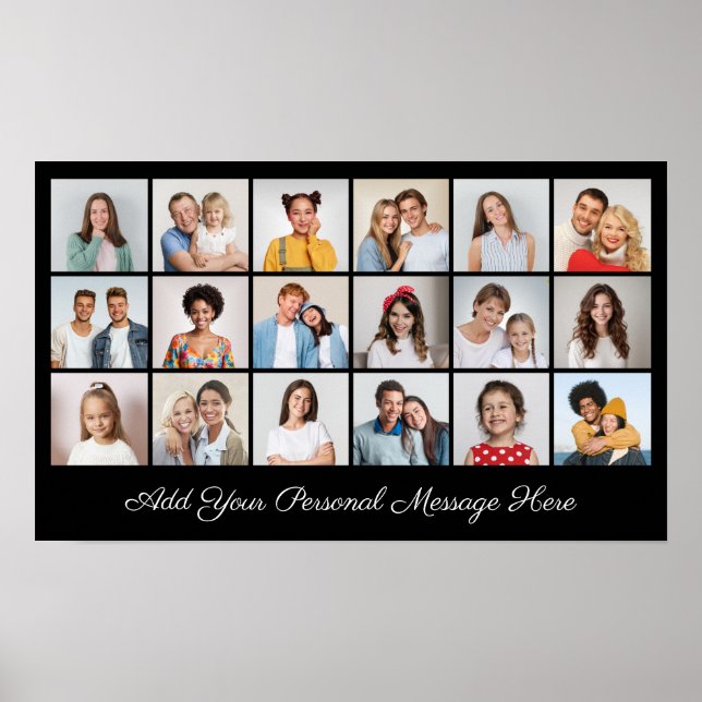 Create Your Own 18 Photo Collage Add A Greeting Poster (Front)