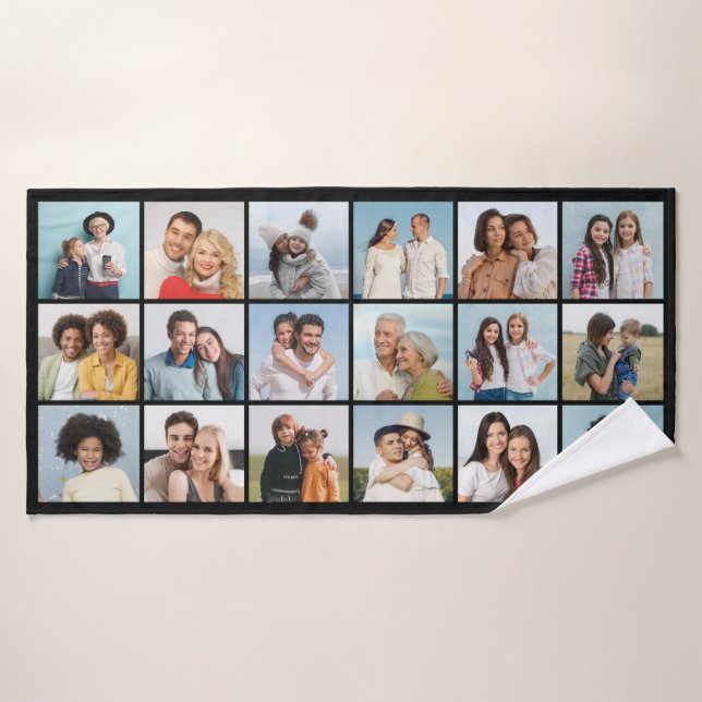 Create Your Own 18 Photo Collage  Bath Towel (Bath Towel)