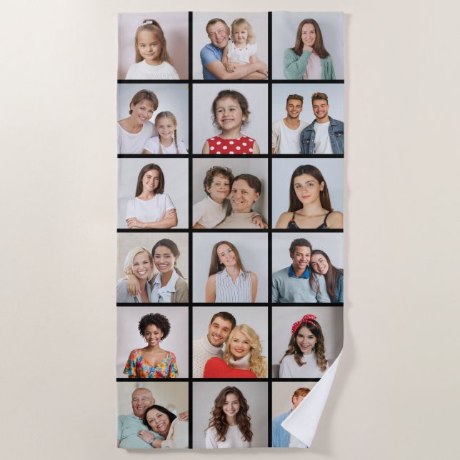 Create Your Own 18 Photo Collage Beach Towel (Front)