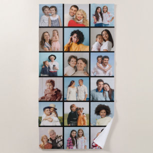 Create Your Own 18 Photo Collage Beach Towel