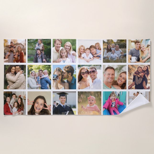 Create your Own 18 Photo Collage  Beach Towel (Front)