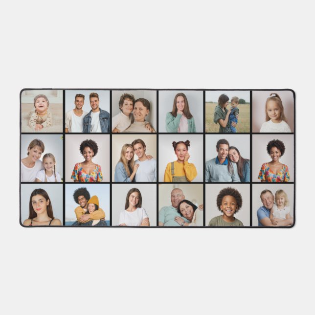 Create Your Own 18 Photo Collage Editable Colour Desk Mat (Front)