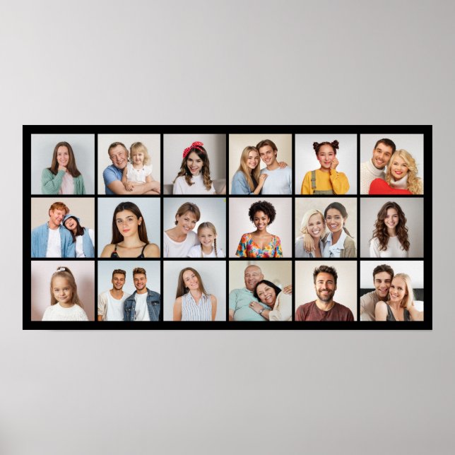 Create Your Own 18 Photo Collage Editable Colour Poster (Front)