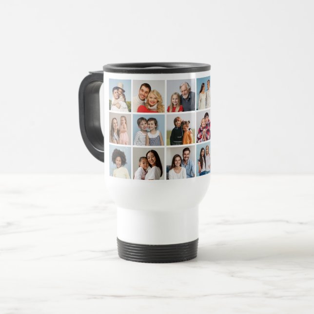 Create Your Own 18 Photo Collage Travel Mug (Front Left)