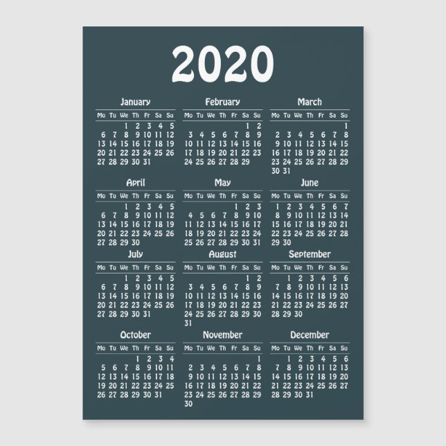 Create your own 2020 calendar Magnetic card (Front)