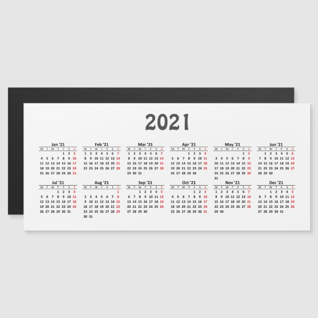Create your own 2021 calendar Magnetic card (Front/Back)
