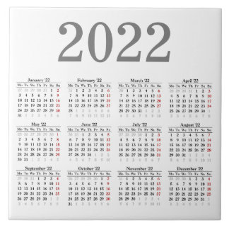 Create your own 2022 calendar ceramic tile