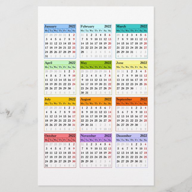 Create your own 2022 calendar flyer (Back)
