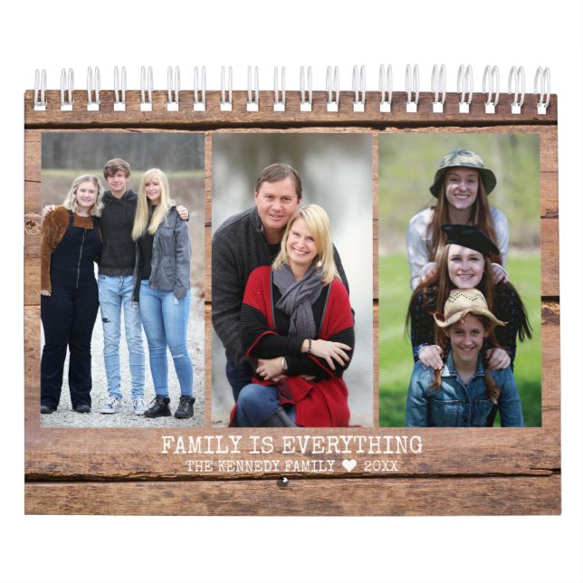Create Your Own 2023 Family Photo Name Quote Wood Calendar (Cover)