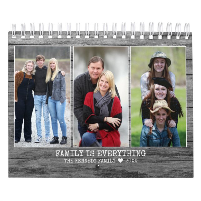 Create Your Own 2023 Family Photo Rustic Wood Calendar (Cover)