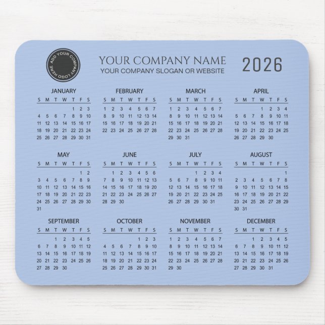 Create Your Own 2026 Company Calendar |  Mouse Mat (Front)