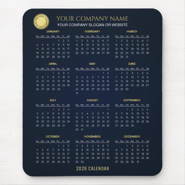 Create Your Own 2026 Company Calendar | Mousepad (Front)