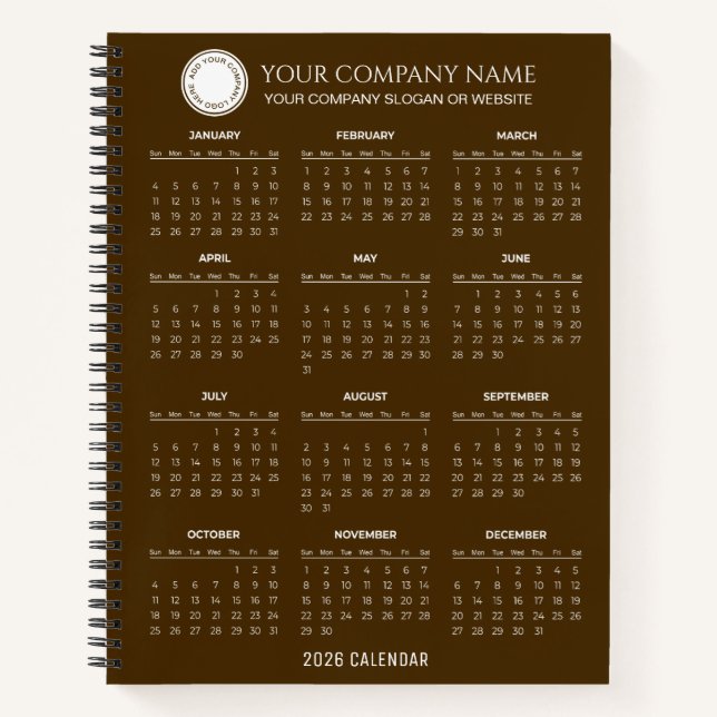 Create Your Own 2026 Company Calendar |  Notebook (Front)